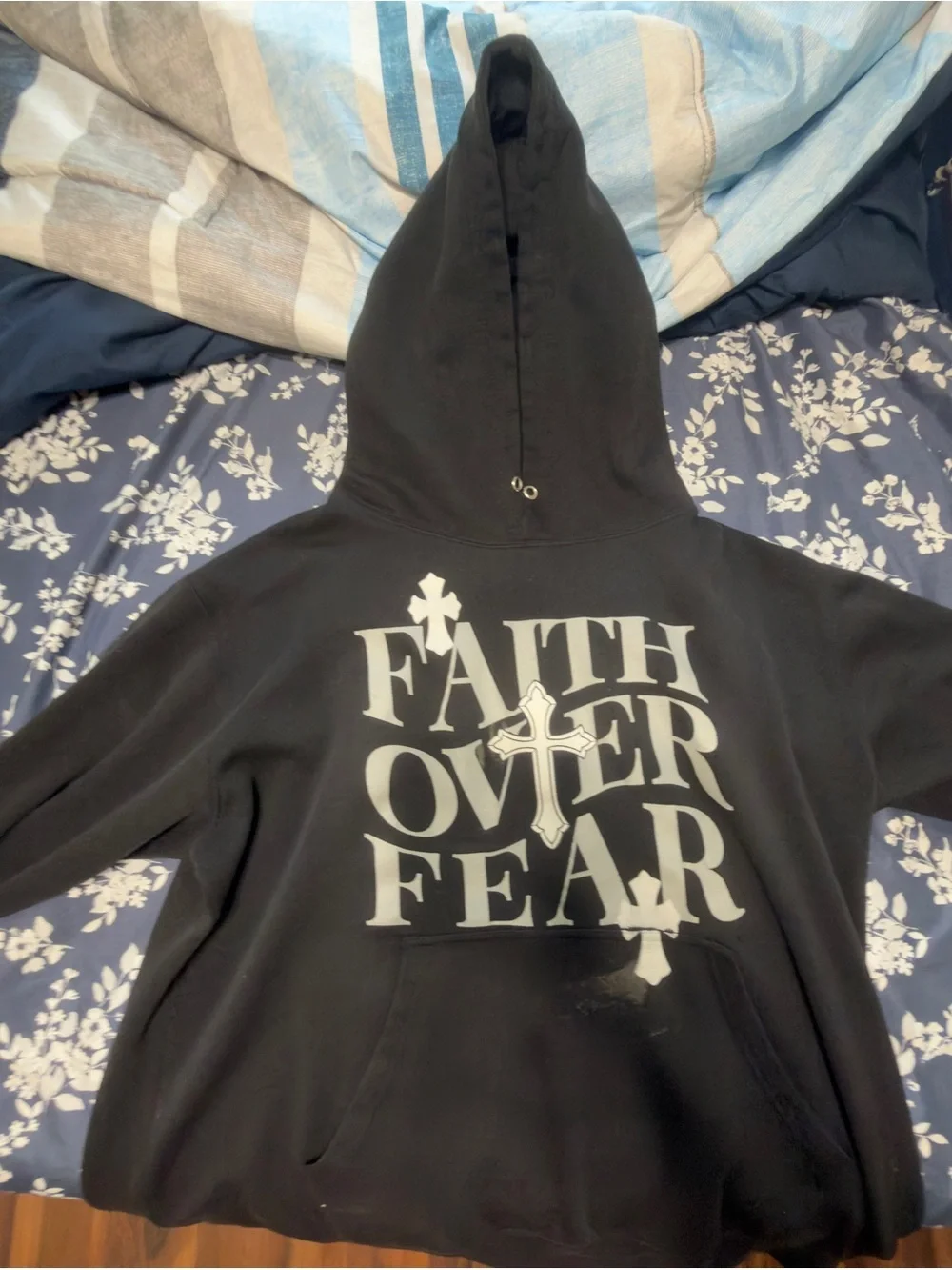 Kids Black 'Faith Over Fear' Hooded Sweatshirt